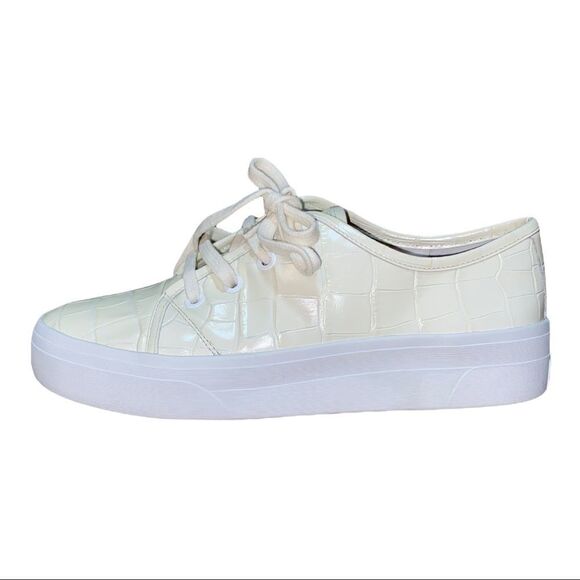 Via Spiga Viola Milk Croc-Embossed Low-Top Sneakers New 7.5M - Picture 6 of 9